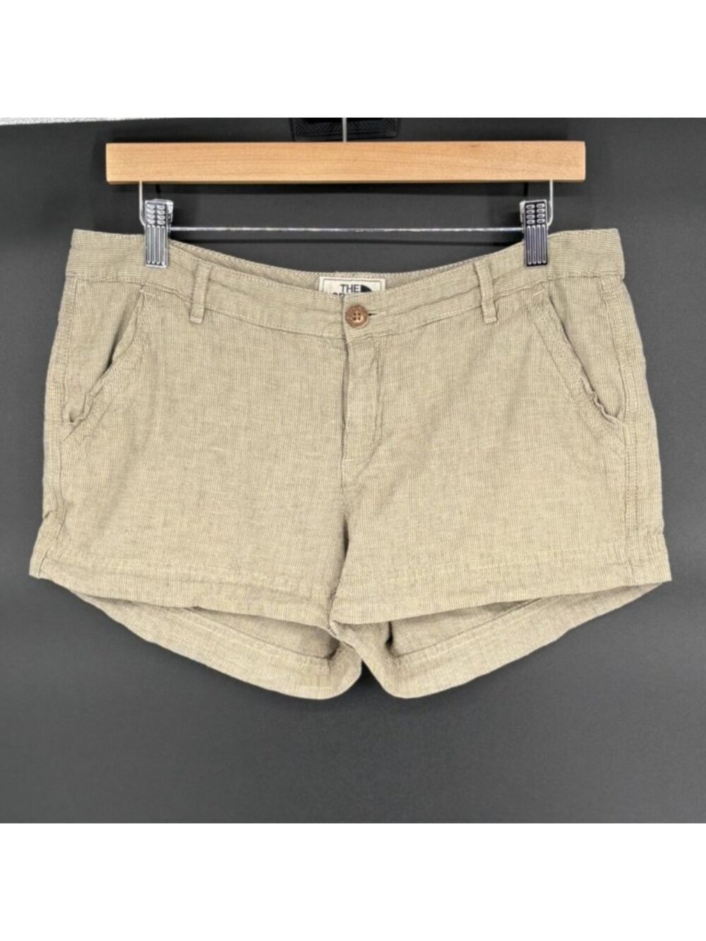 The North Face Womens Linen Blend Shorts Size 10 Beige Hiking Outdoor Safari